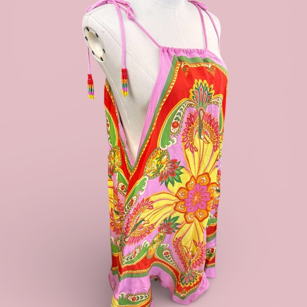 Farm Rio NWT SZ LGE Beach‎ Toucans Scarf Lenzing Ecovero viscose mini dress - Picture 7 of 16